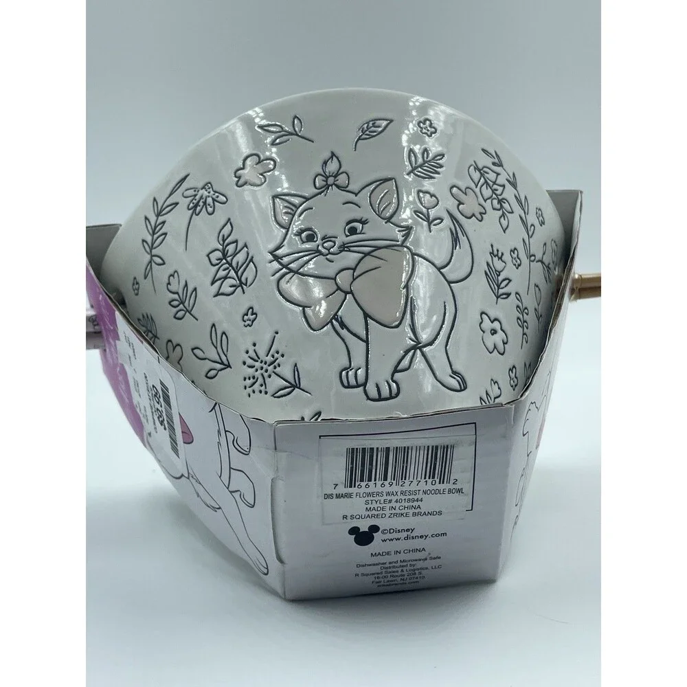 Disney The Aristocrats Marie Pink And White Ribbon Ramen Bowl With Chopsticks 💝